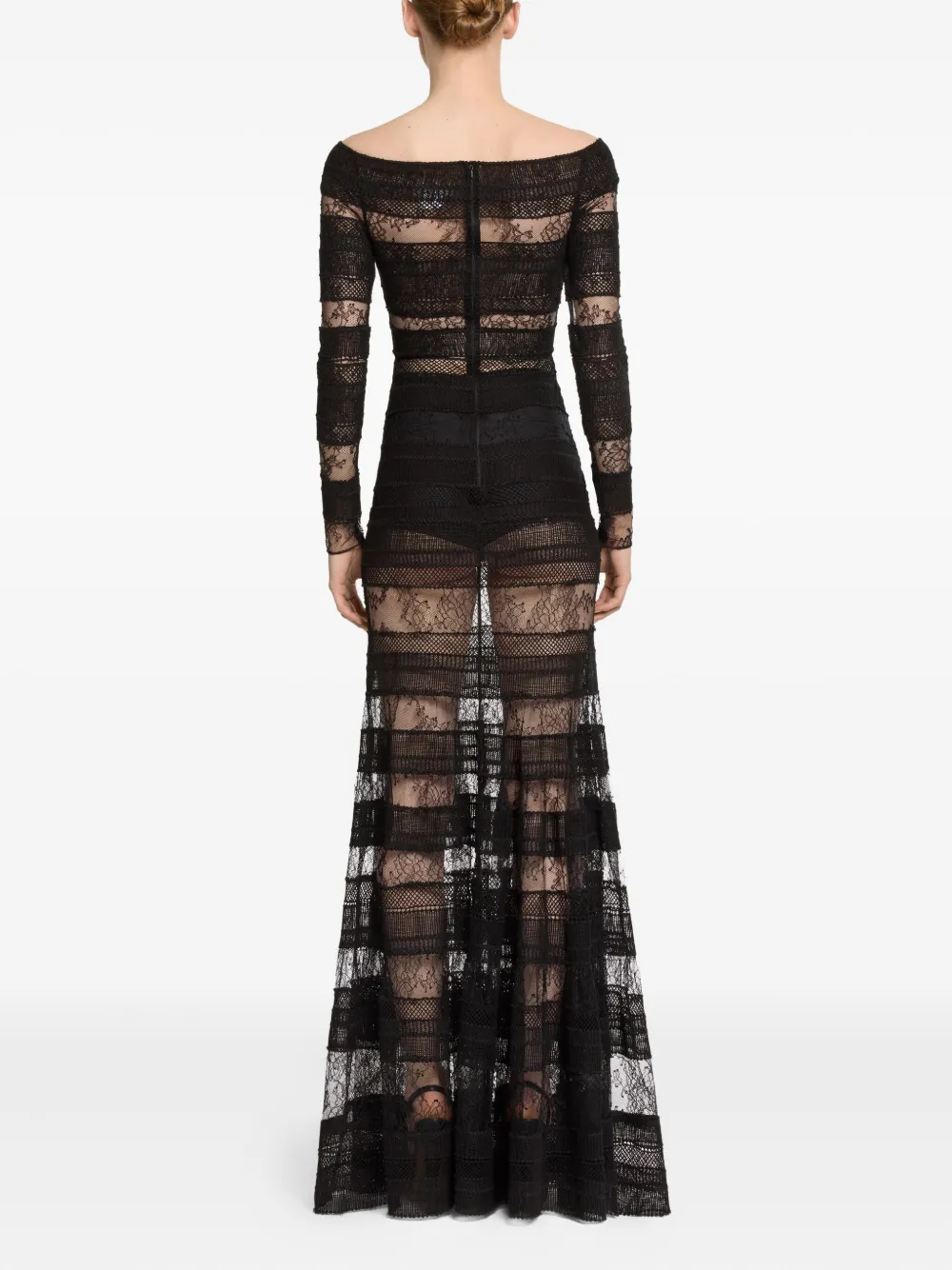 Elie Saab Long-sleeve Lace Maxi Dress In Black