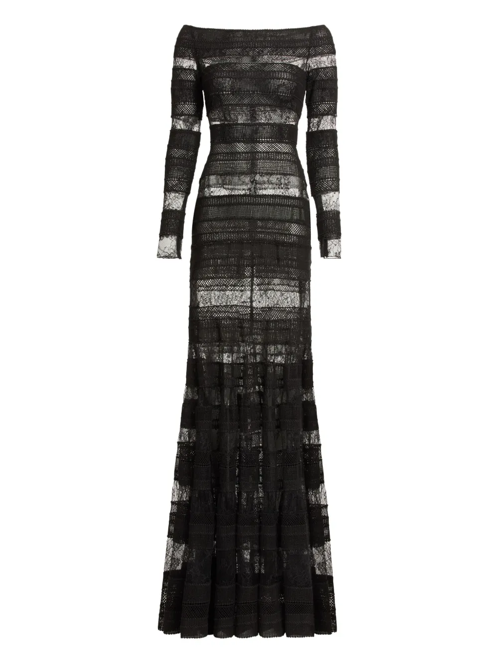 Elie Saab Long-sleeve Lace Maxi Dress In Black