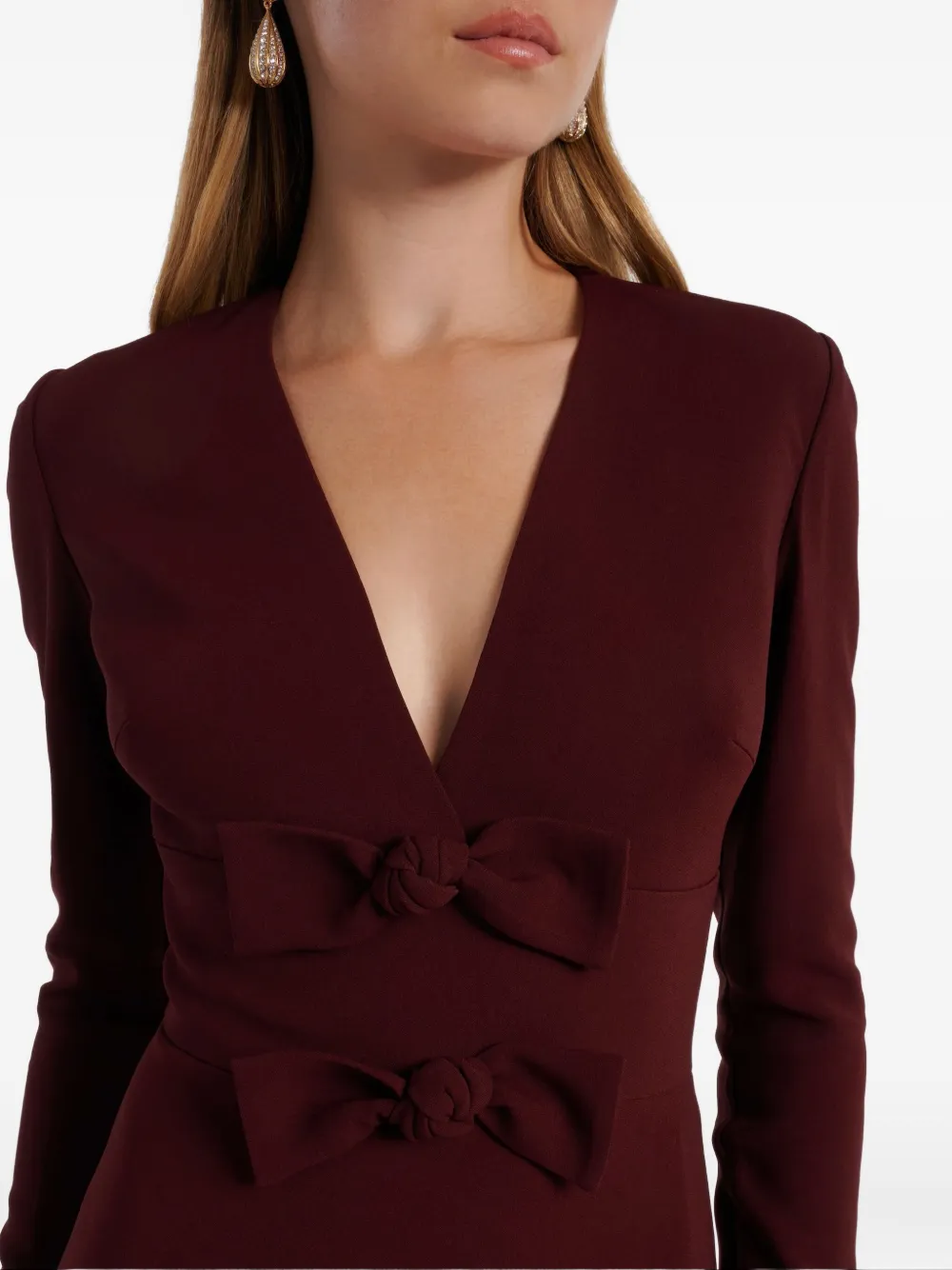 Elie Saab Cady jurk met V-hals en strik Rood