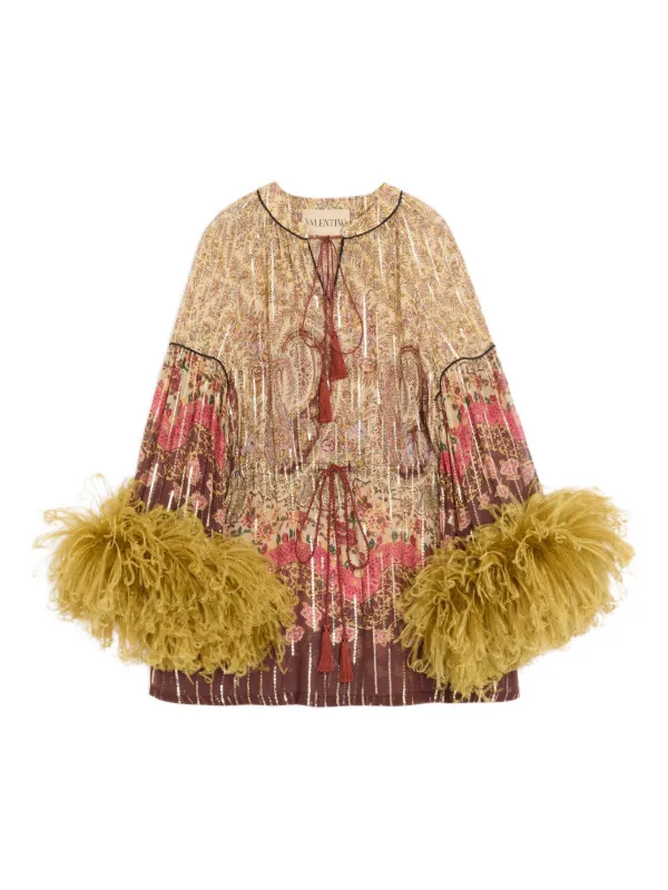 Valentino Garavani Pekin Voyage Imaginaire Paisley Blouse in Neutrals