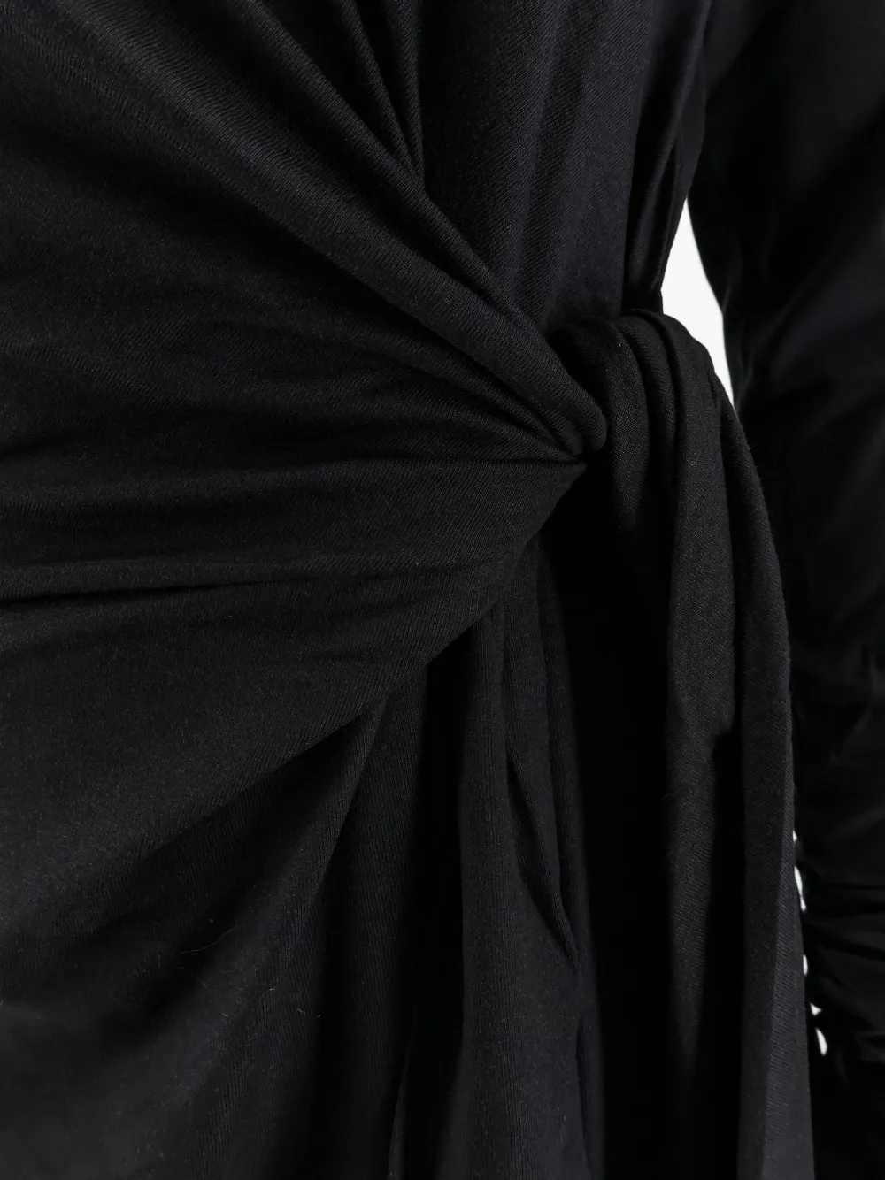 Hugo Boss Long Sleeve Midi Dress With Knot Detail In Black