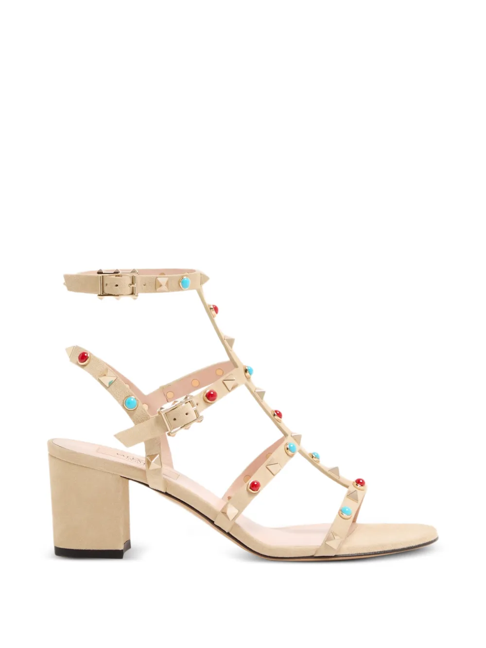 Valentino Garavani Rockstud Sandalen Mit Cabochon-absatz In Brown
