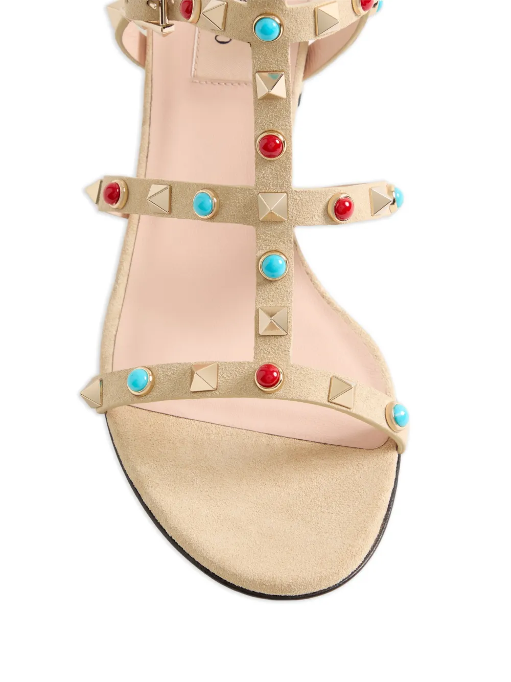 Valentino Garavani Rockstud sandalen met cabochon-reliëf Beige