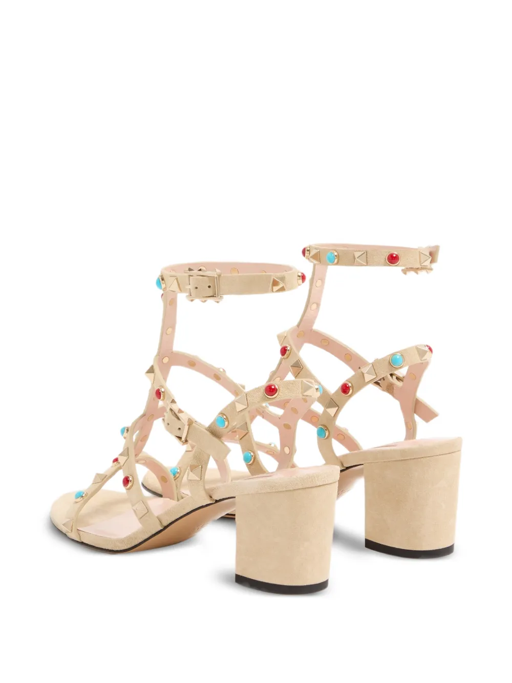 Valentino Garavani Rockstud sandalen met cabochon-reliëf Beige