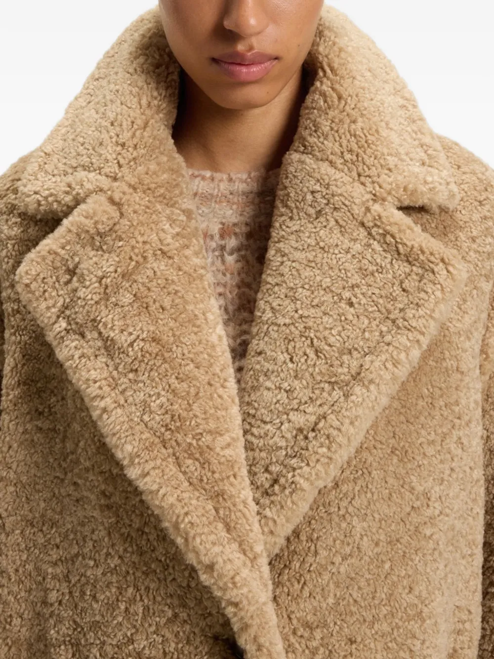 BOSS Jas van imitatiebont Beige
