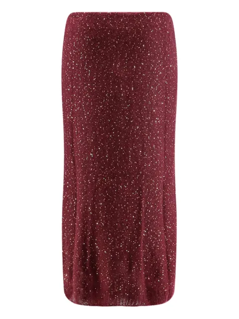 Nude falda midi bordada con lentejuelas