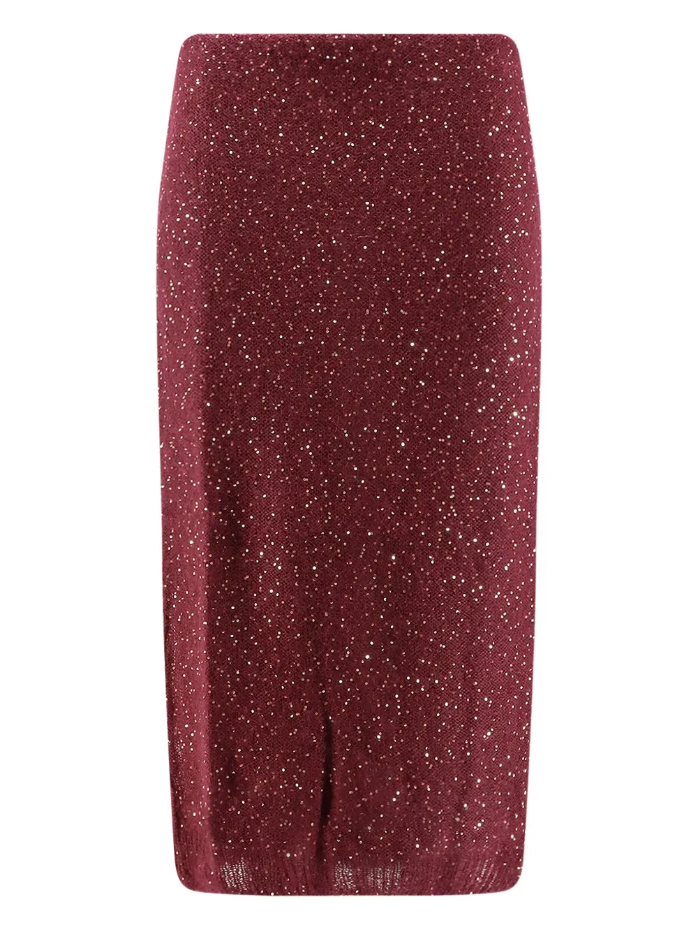 Nude Elastische midi-rok met pailletten - Rood