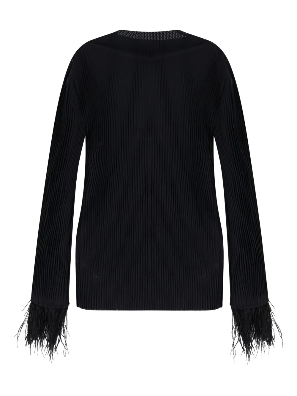 BOSS feather-trim top - Zwart