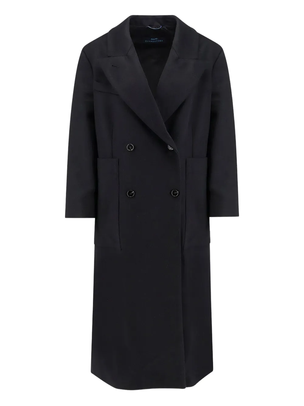 Paltò Double-breasted Patch Pocket Coat In Blue