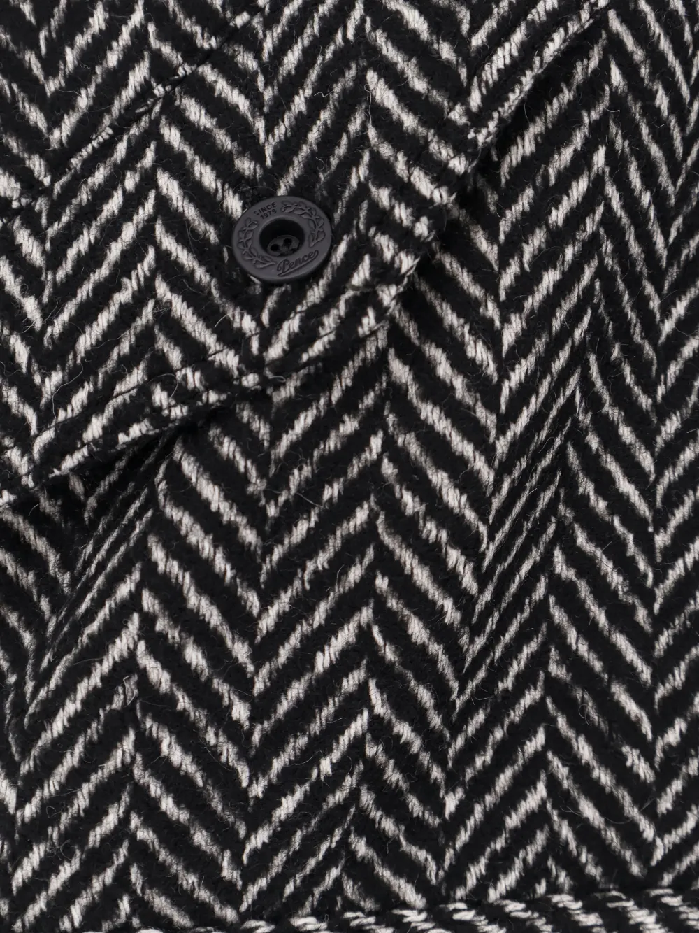 Pence Herringbone-pattern Buttoned Jacket In Black