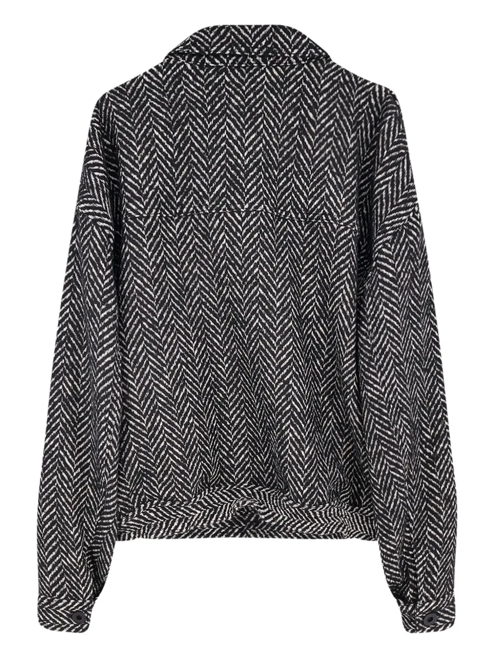 Pence Herringbone-pattern Buttoned Jacket In Black