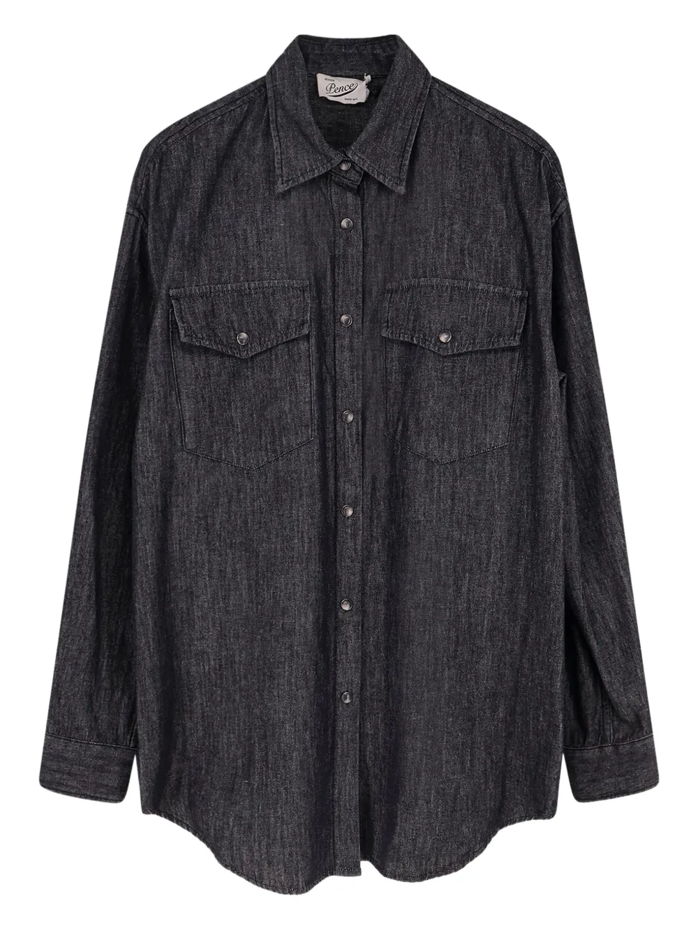 Pence Snap-button Long-sleeve Shirt In Black