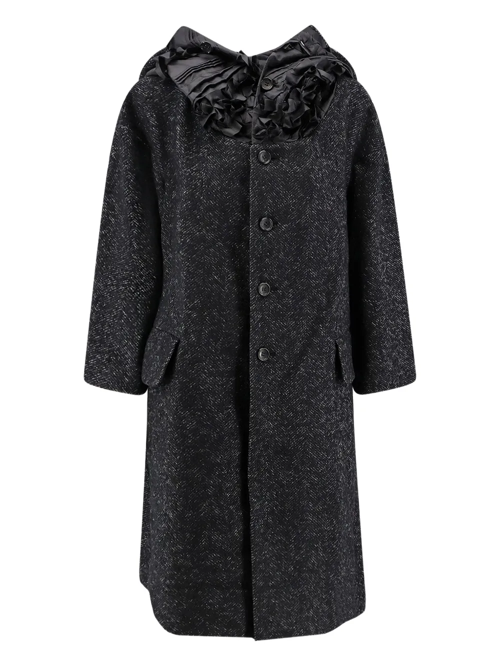 Comme Des Garçons Play Ruffled-collar Coat In Black