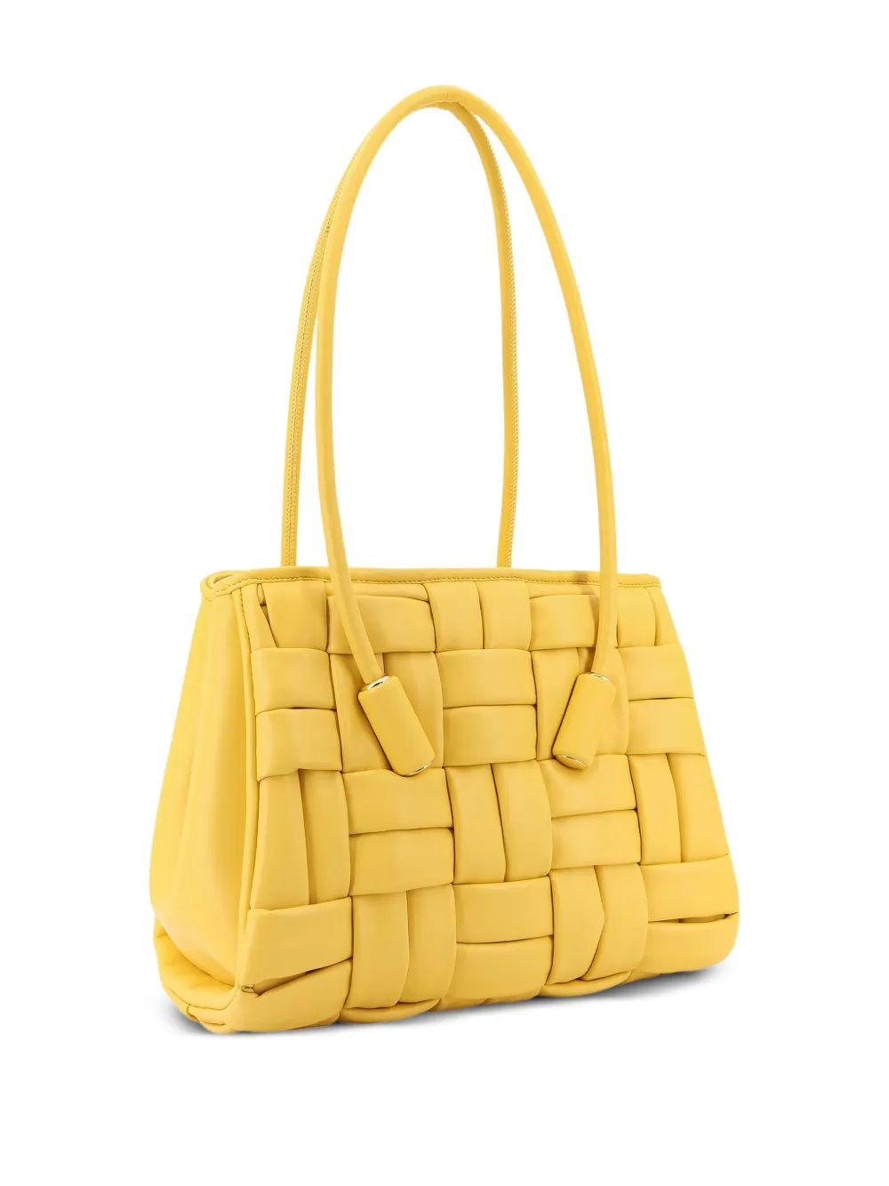 Themoirè Weaved Leila leren schoudertas Geel