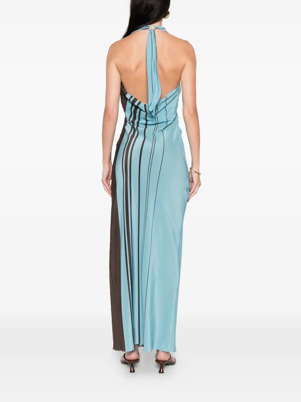 Sir Striped Halterneck Maxi Dress In Blue