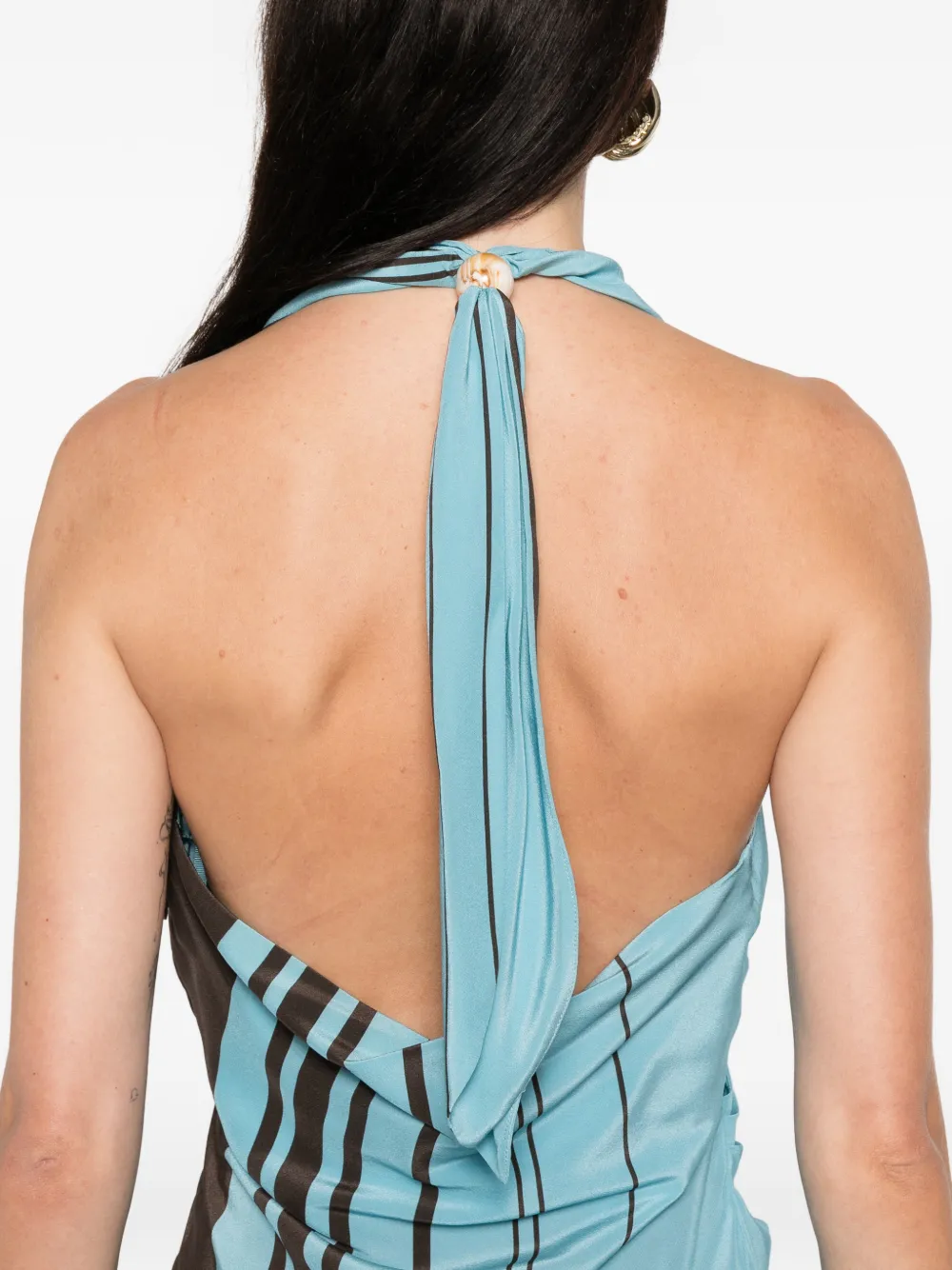 Sir Striped Halterneck Maxi Dress In Blue