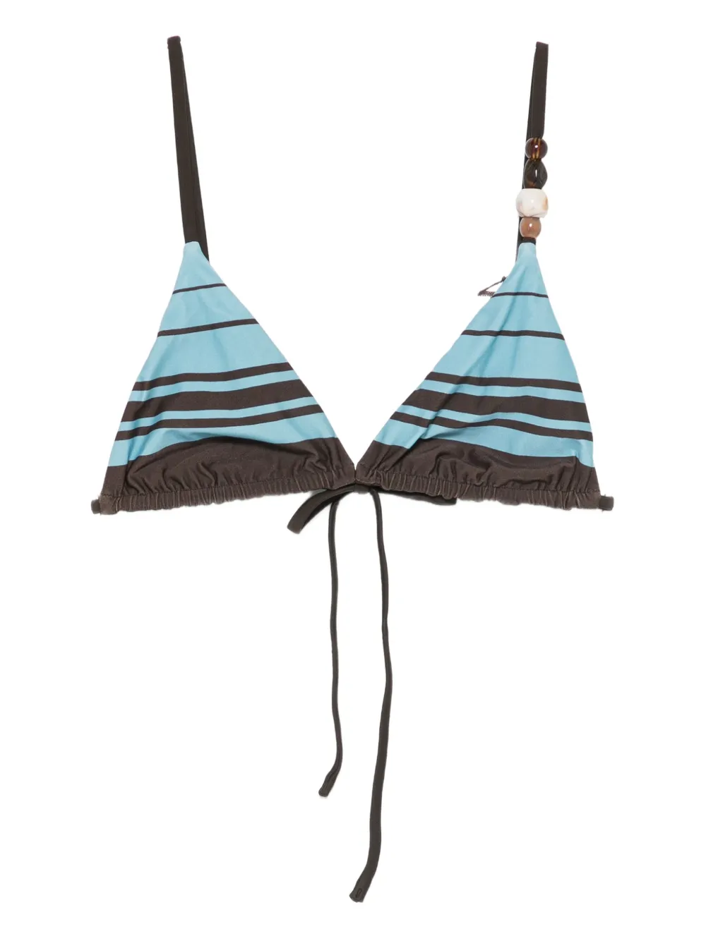 SIR. striped beaded beachwear top - ブルー