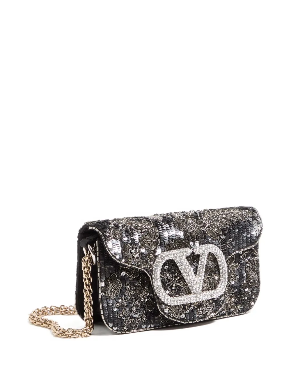 Valentino Small Locò Embellished Tote Bag In Gray