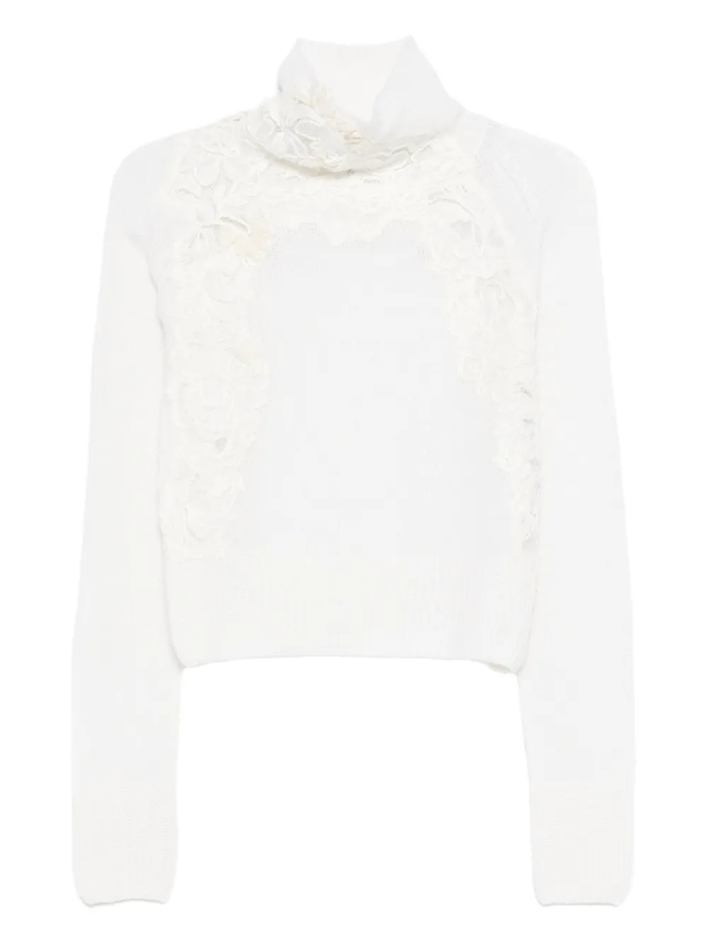 Ermanno Scervino Lace-detail Roll-neck Sweater In White