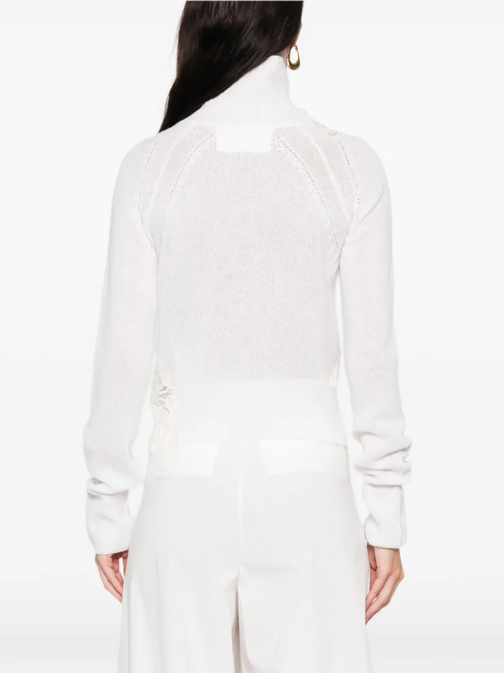 Ermanno Scervino Lace-detail Roll-neck Sweater In White