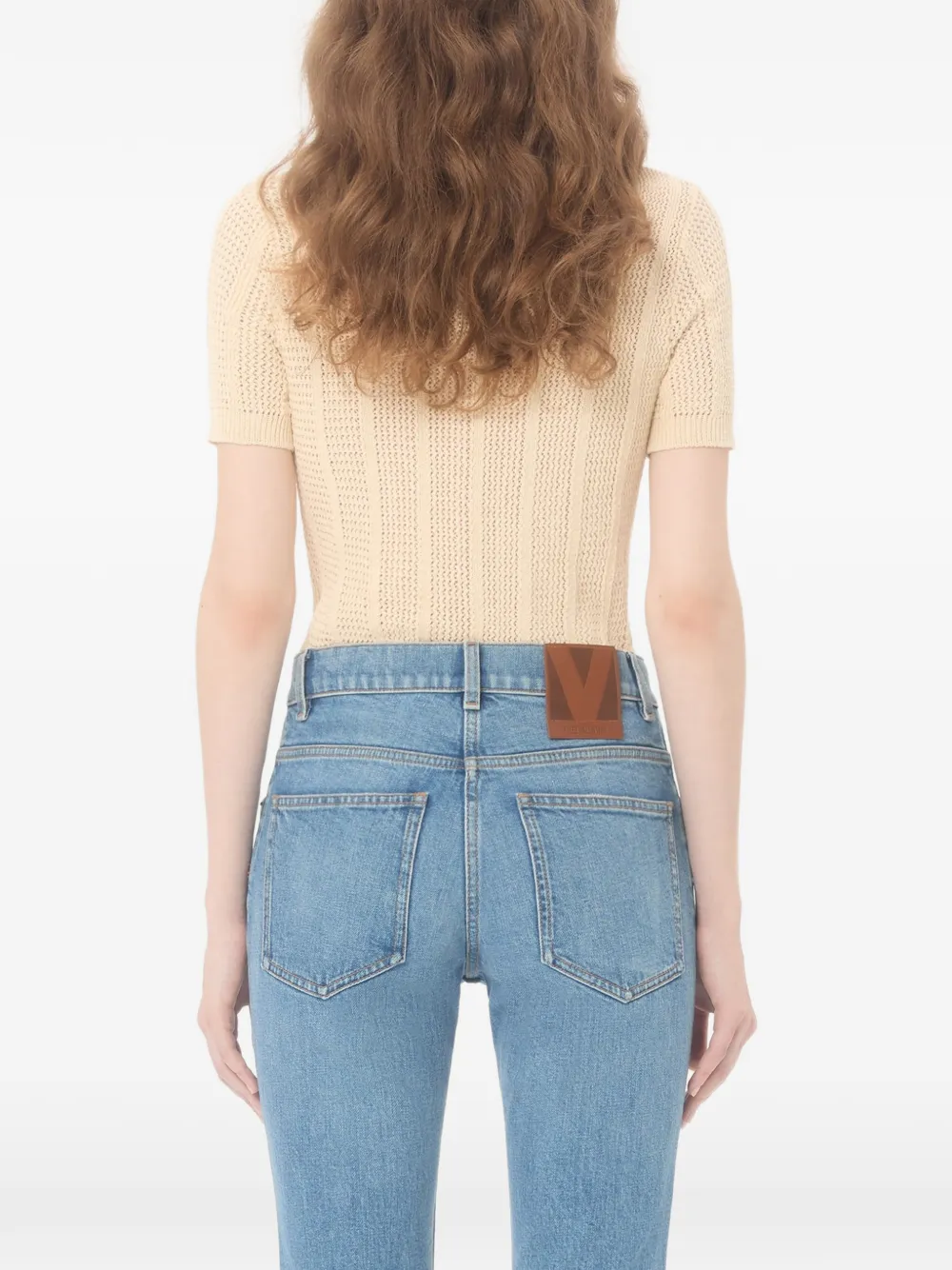 cotton knitted polo top