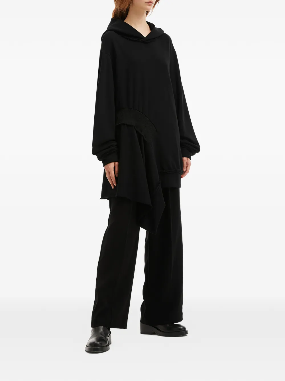 Y's hooded asymmetric hoodie - Zwart