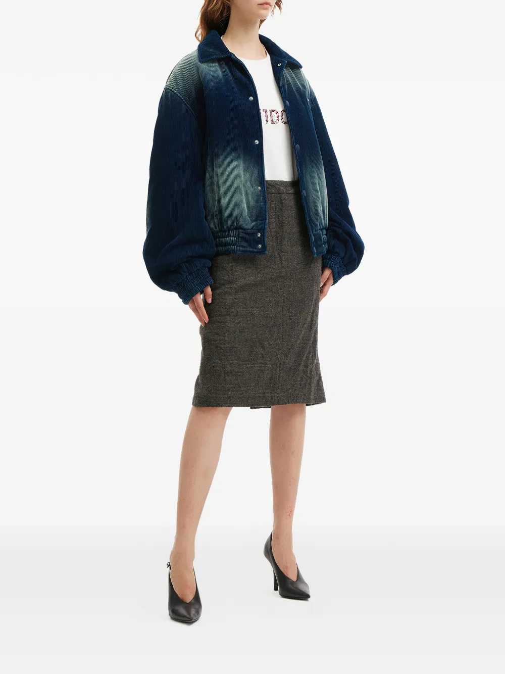  We11done Corduroy Collared Bomber Jacket - Blue 