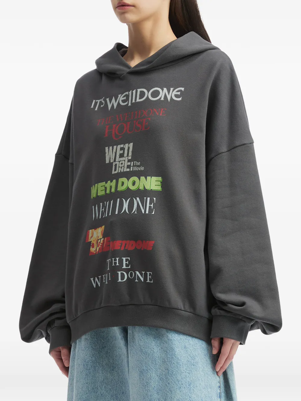  We11done Hooded Graphic Sweatshirt - Grey 