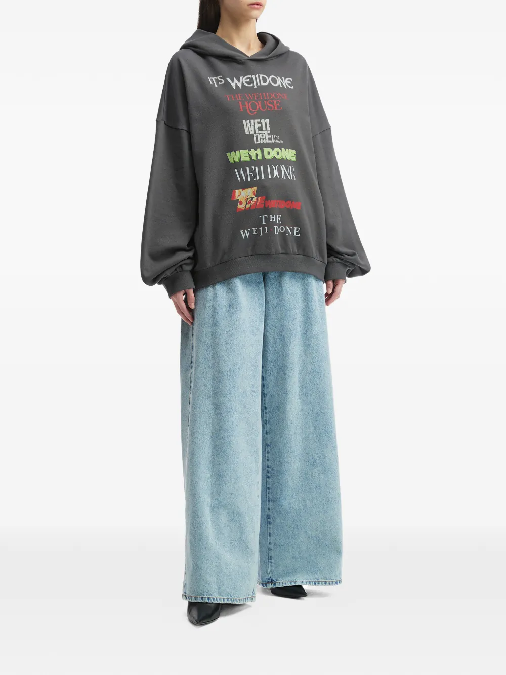  We11done Hooded Graphic Sweatshirt - Grey 