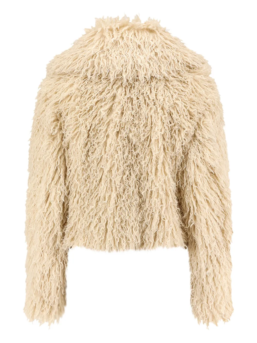 Hugo Boss Cropped Faux Fur Jacket Featuring Collar In Neutral