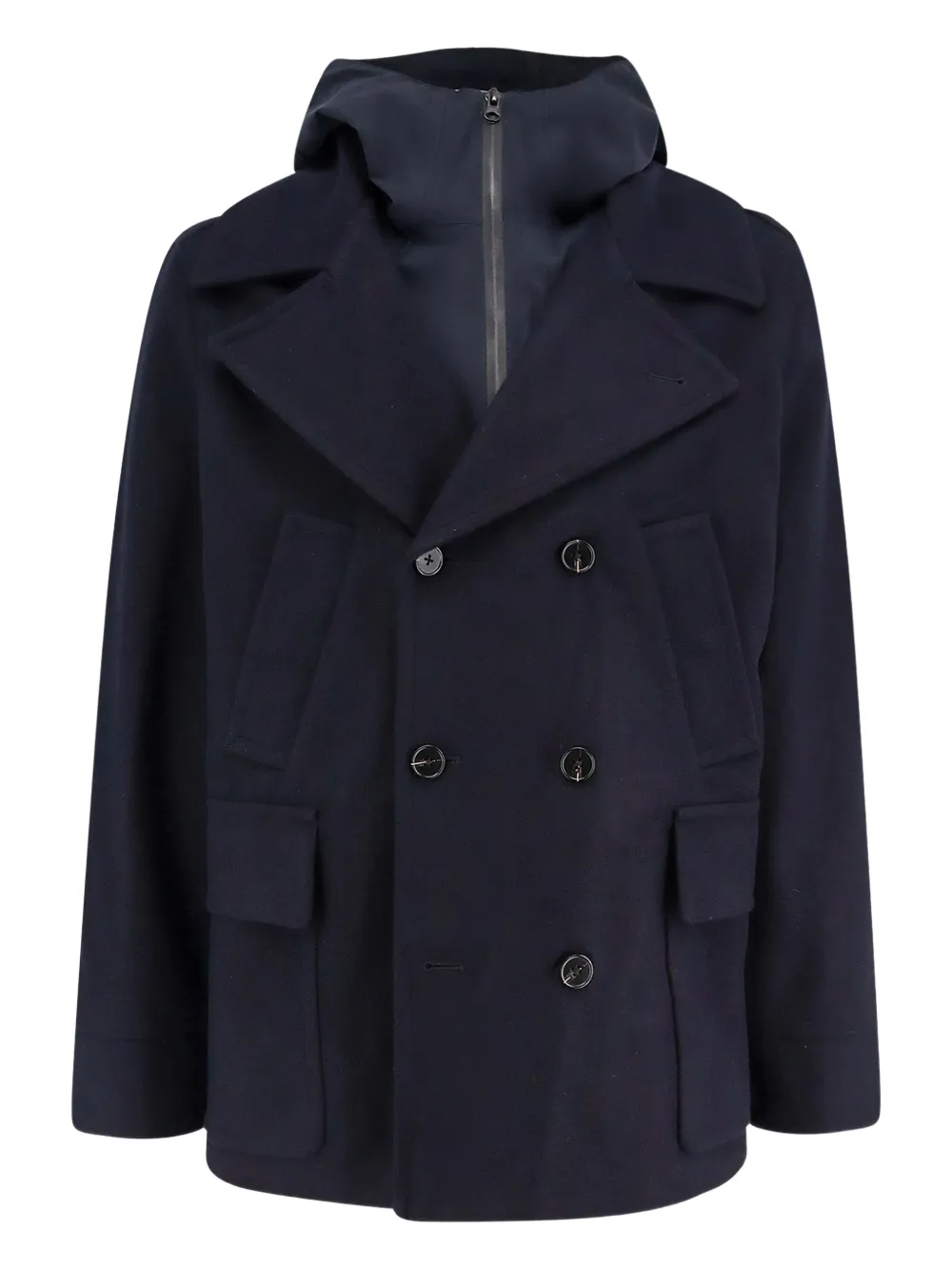 Paltò single-breasted hooded jacket | azul | Image 1