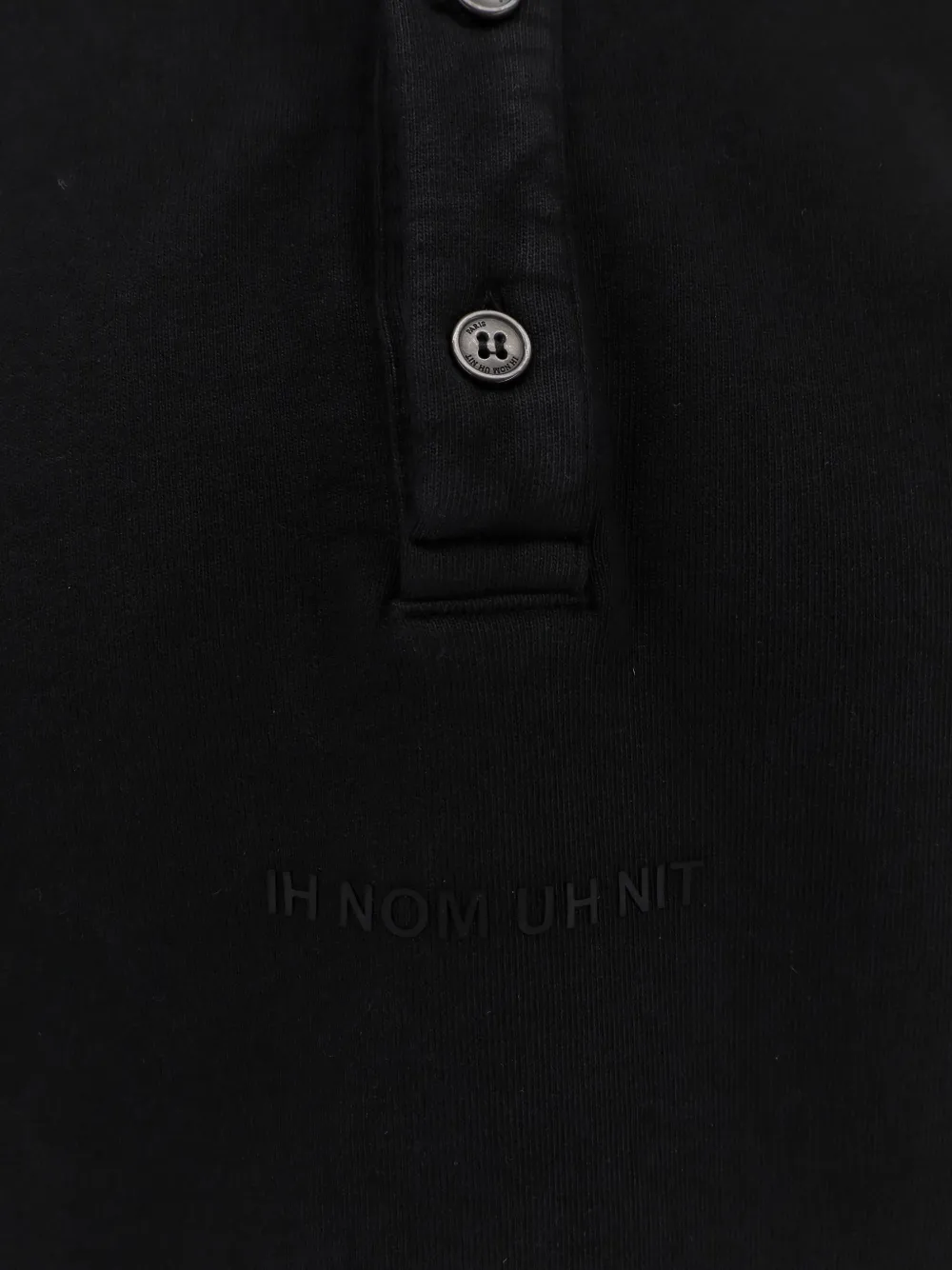 Ih Nom Uh Nit Cotton Polo Shirt With Ribbed Collar And Cuffs In Black