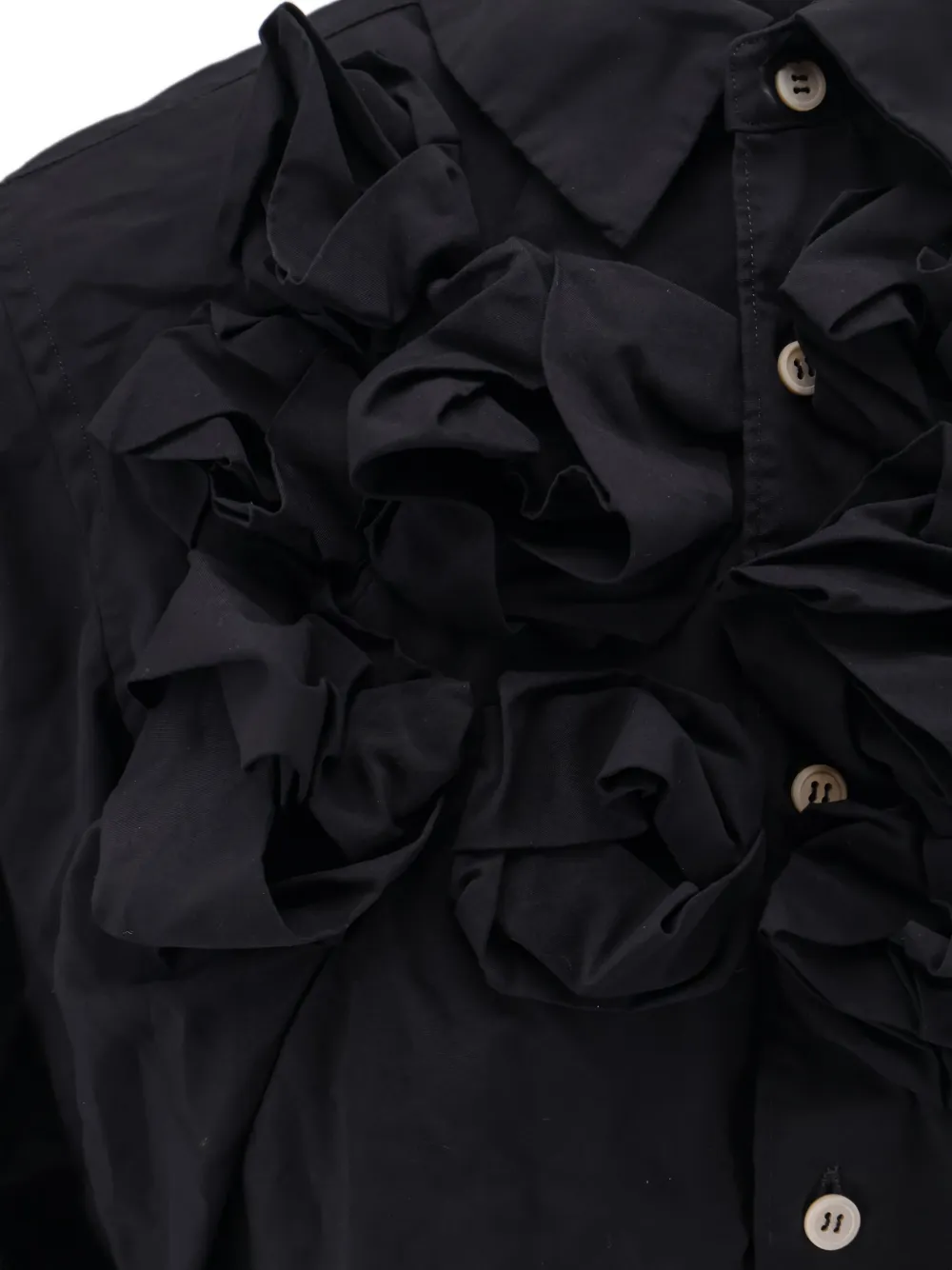 Comme Des Garçons Play Ruffled-detail Long-sleeved Shirt In Black