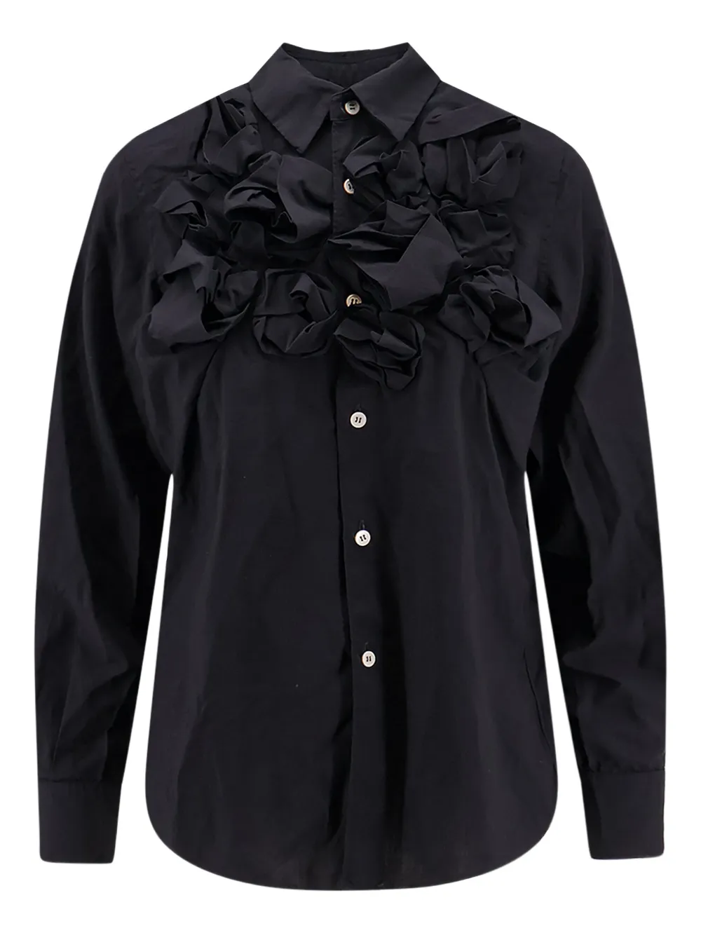 Comme Des Garçons Play Ruffled-detail Long-sleeved Shirt In Black