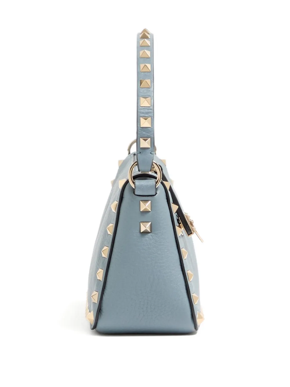 Valentino Small Rockstud Grained Shoulder Bag In Blue