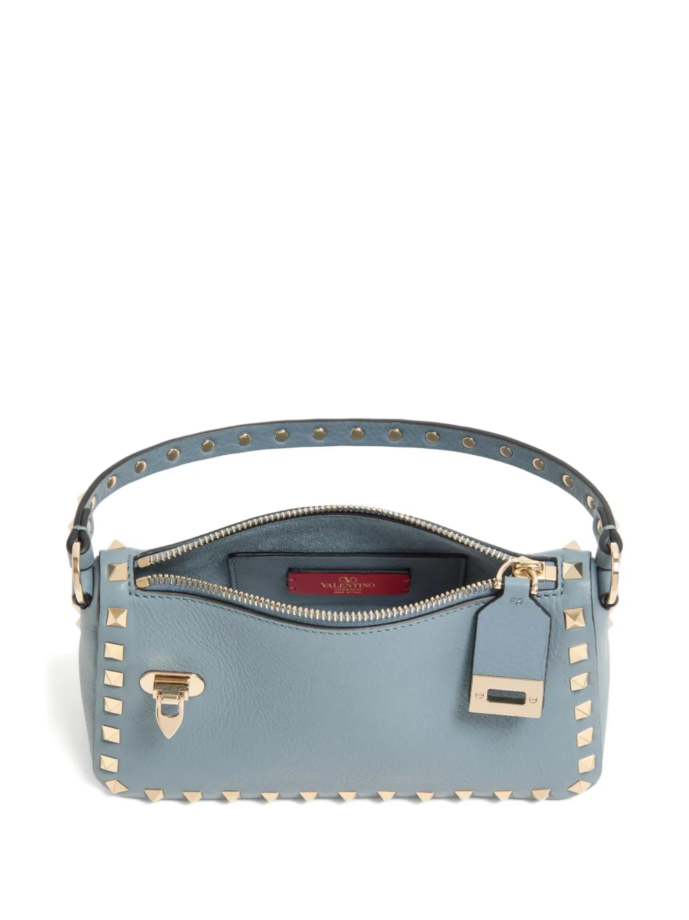 Valentino Small Rockstud Grained Shoulder Bag In Blue