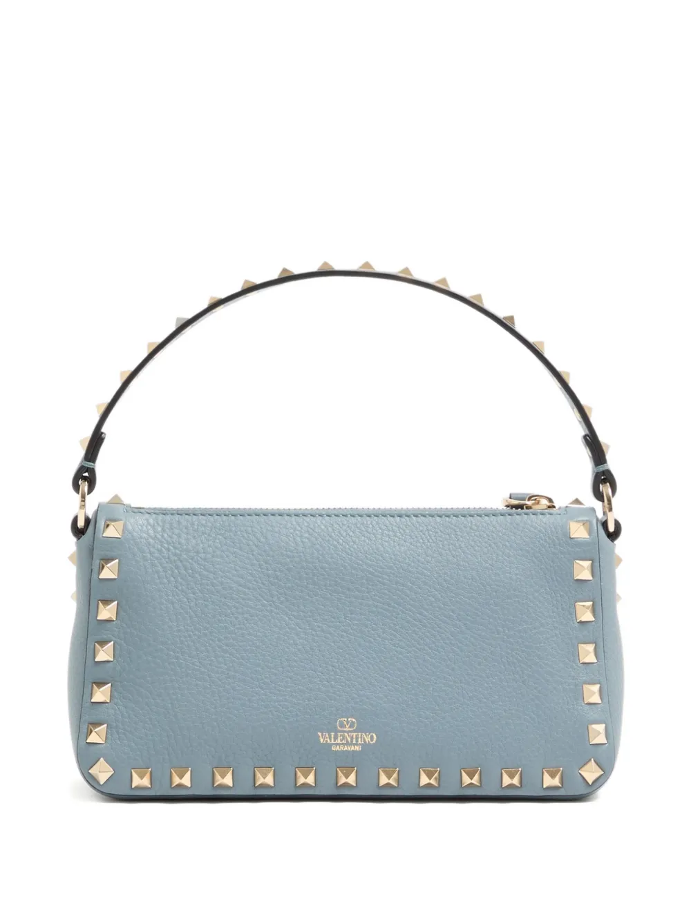 Valentino Small Rockstud Grained Shoulder Bag In Blue