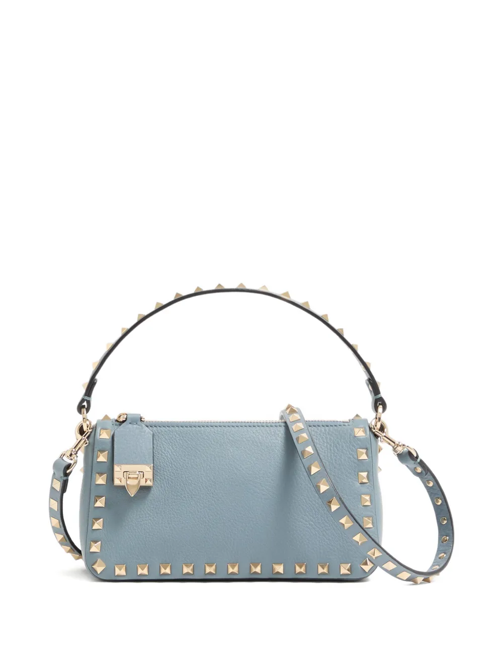 Valentino Garavani small Rockstud grained shoulder bag - Blauw