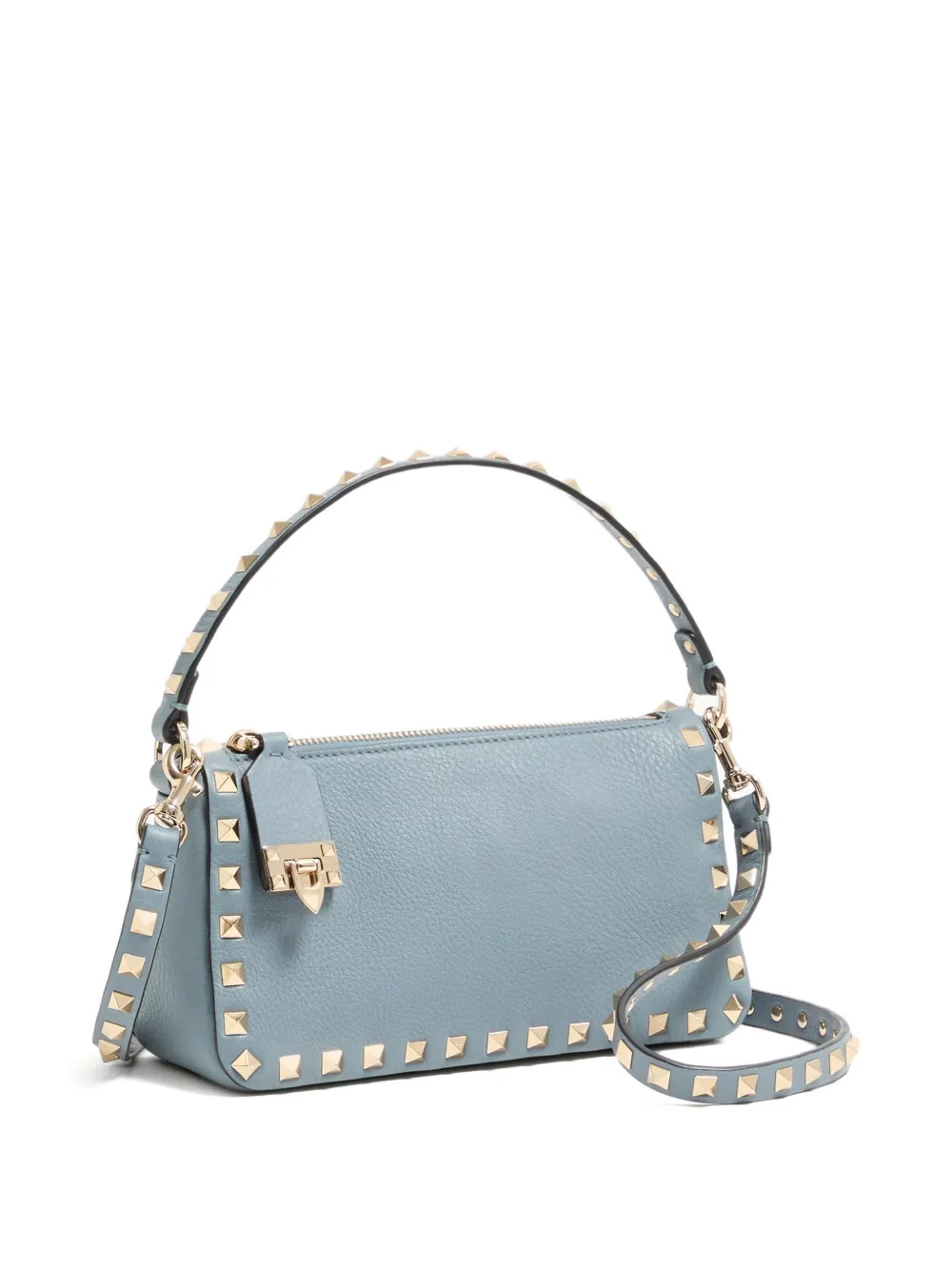 Valentino Small Rockstud Grained Shoulder Bag In Blue
