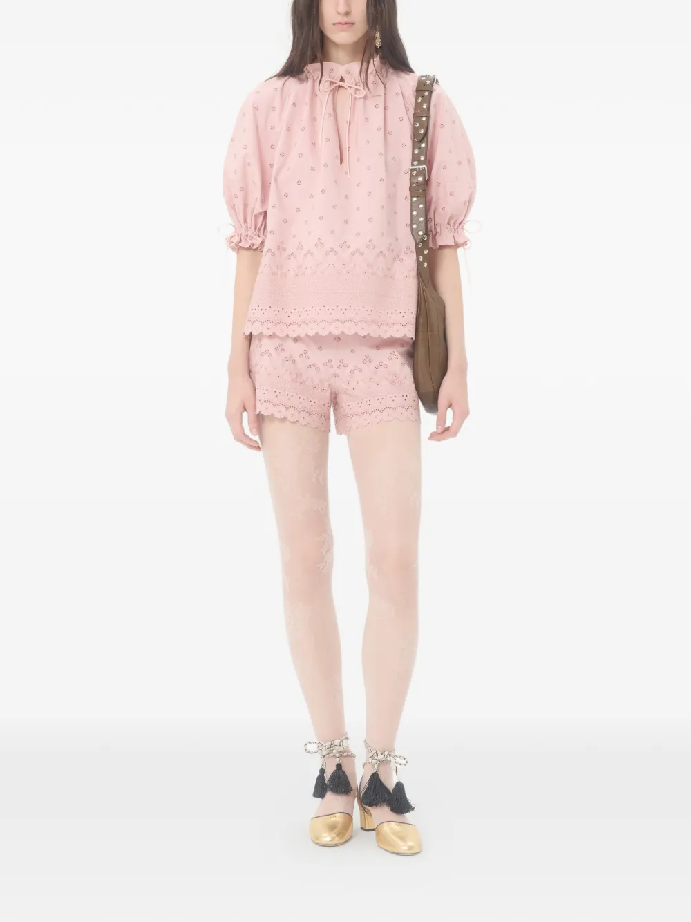  Valentino Garavani Puffed-sleeve Ruffle Blouse - Pink 