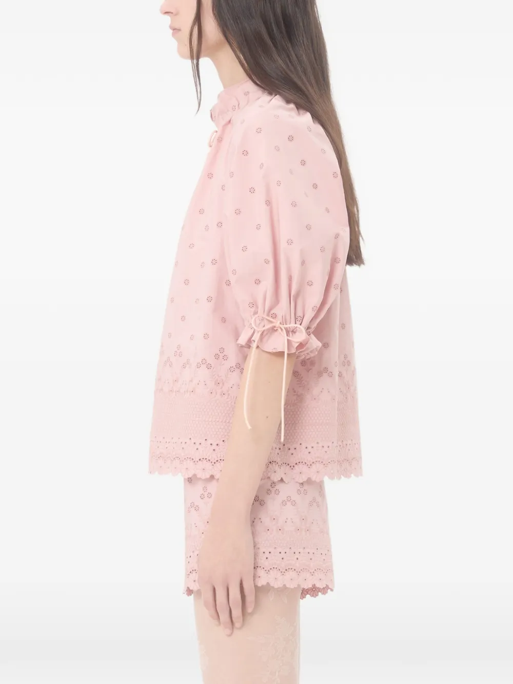 Valentino Garavani Blouse met pofmouwen en ruches Roze