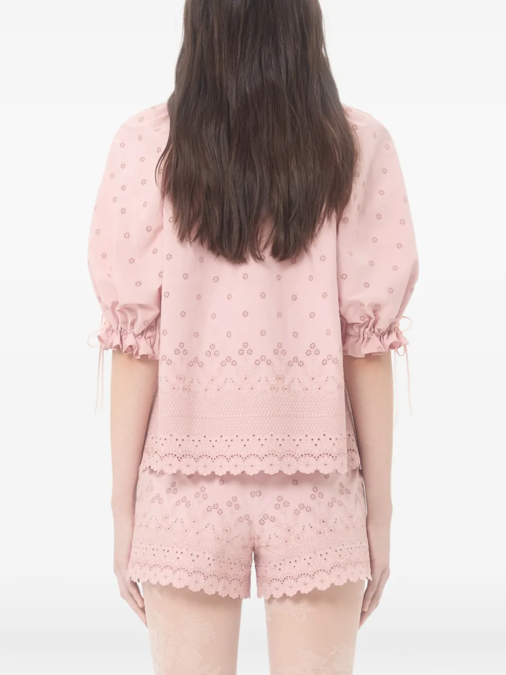 Valentino Garavani Blouse met pofmouwen en ruches Roze