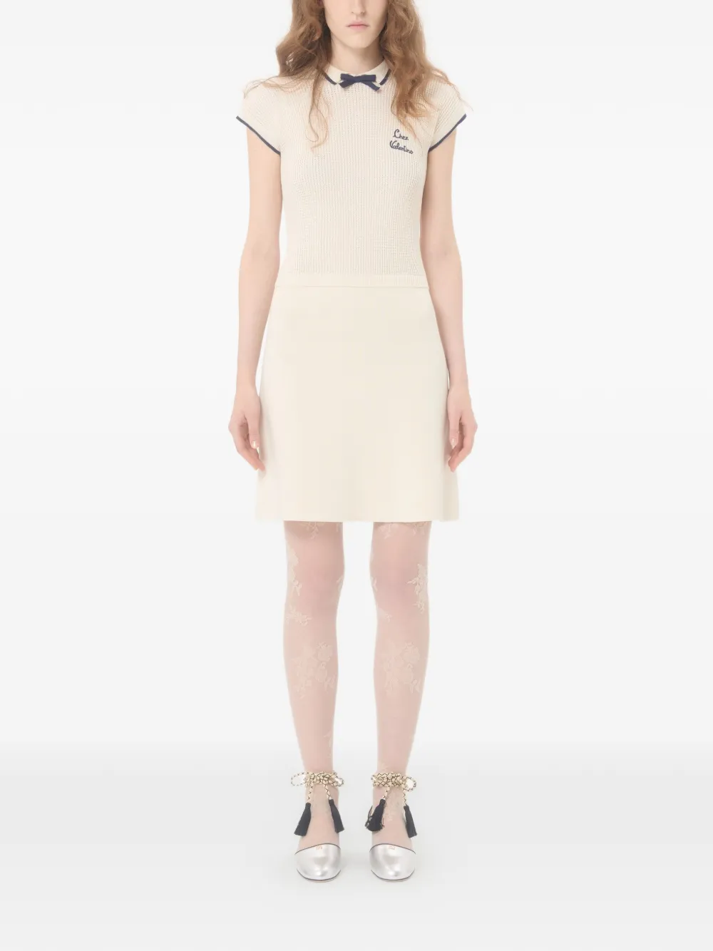 Valentino Garavani Gebreide mini-jurk Beige
