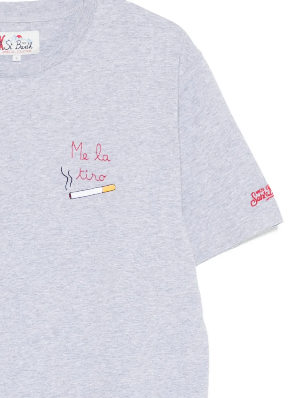 Mc2 Saint Barth Cigarette-embroidered T-shirt In Gray
