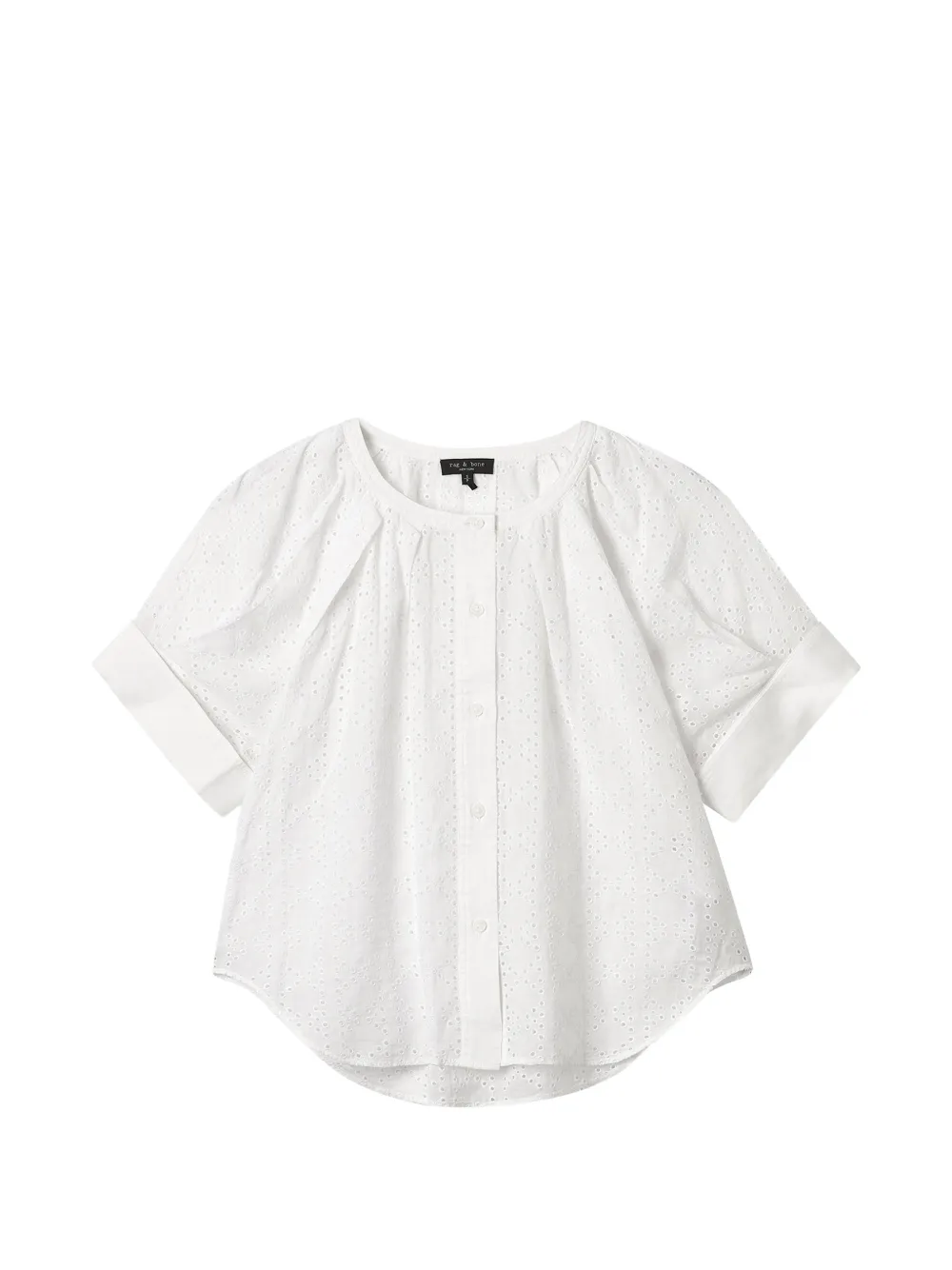 Rag & Bone Eyelet Short-sleeve Blouse In White