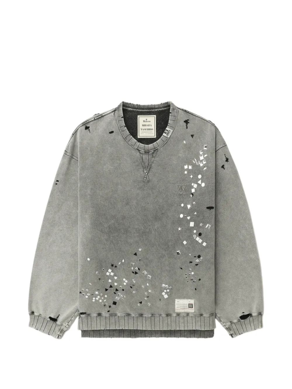 Maison MIHARA YASUHIRO embellished distressed sweatshirt - Grau