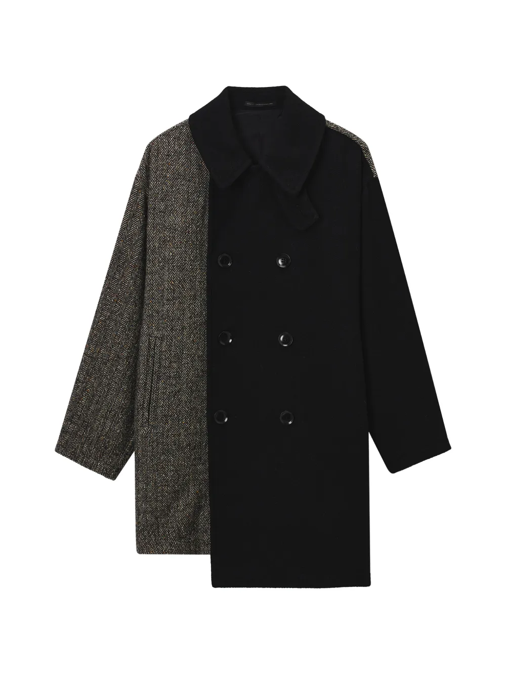 Y's colourblock double-breasted coat - Nero