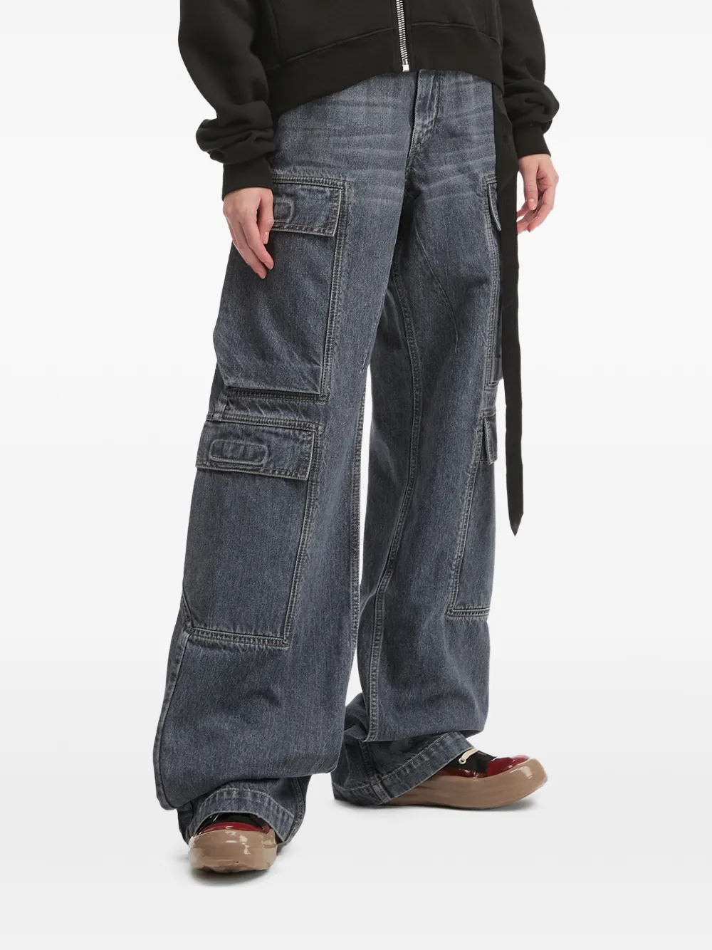  Rick Owens Drkshdw Washed Grey Cargo Jeans 