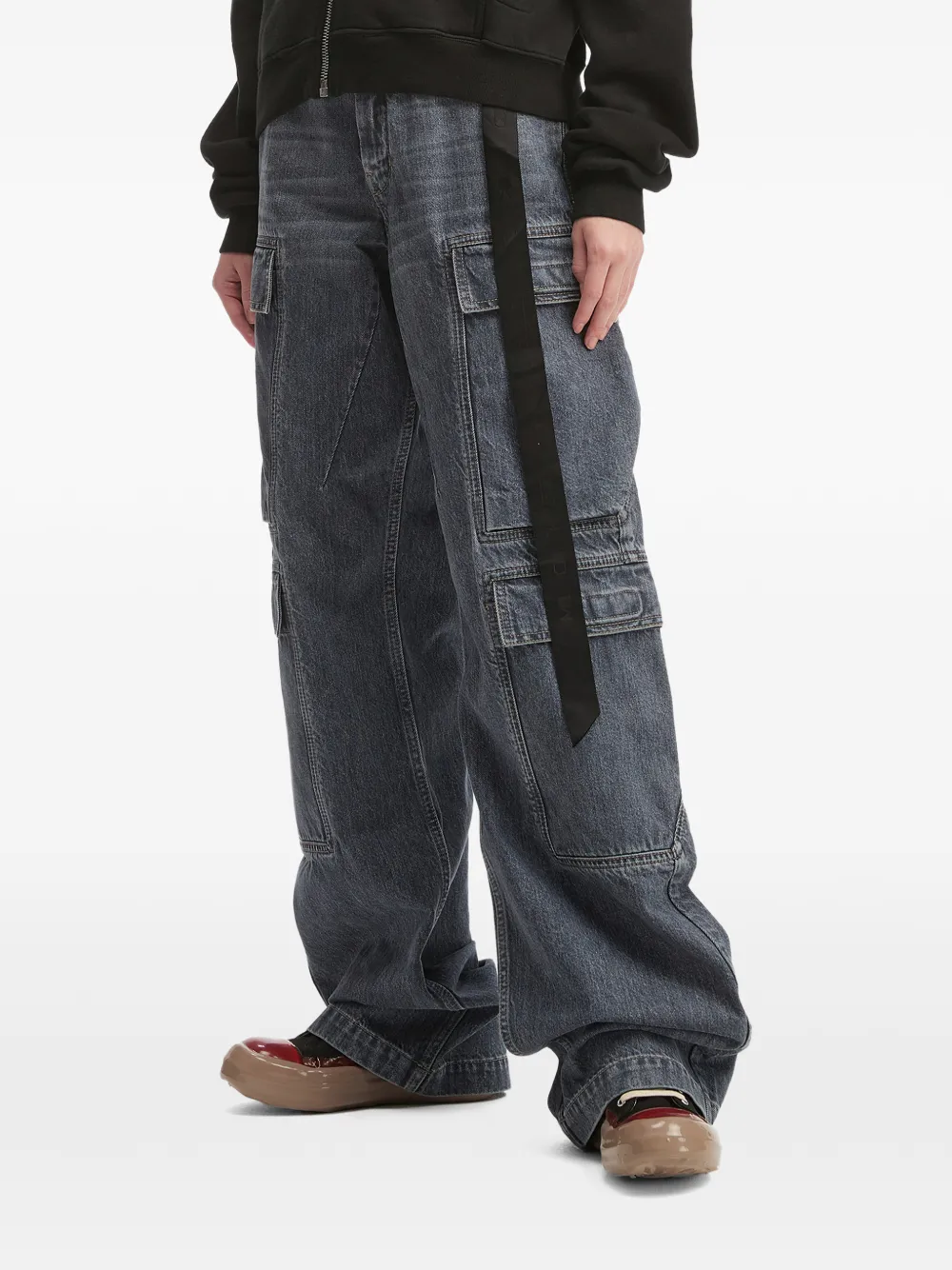  Rick Owens Drkshdw Washed Grey Cargo Jeans 