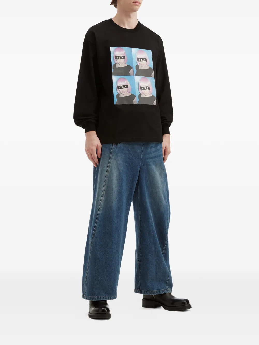 Juun.J panelled wide jeans - Blauw